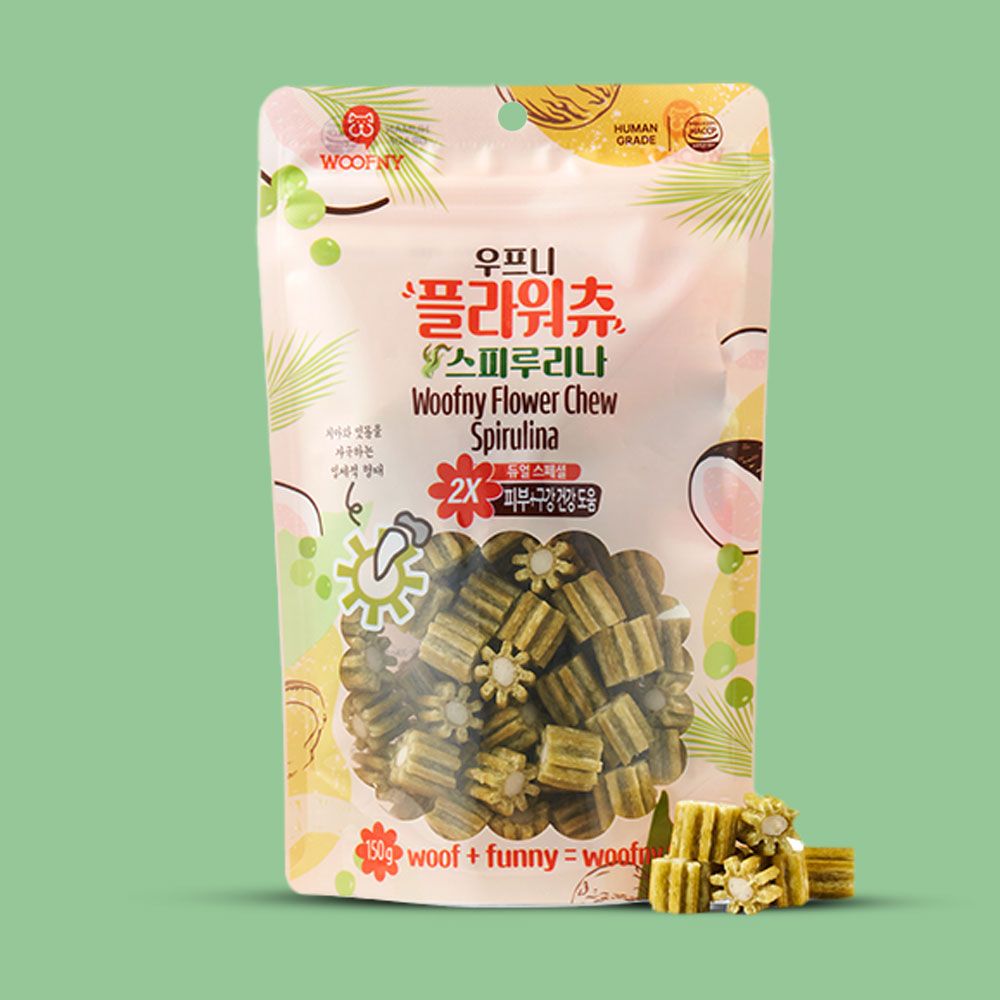 [ARK] Woofny Flower Chew Spirulina_Pets, Oral Health, Plaque Relief, Dog Treats, Skin Health _Made in Korea